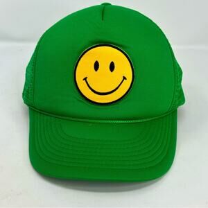 Smiley Face Trucker Cap - GREEN